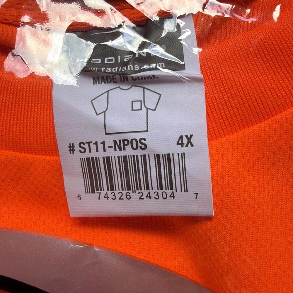 Radians ST11-NPOS-4X Non-Rated Short Sleeve 4X Hi-Vis T-Shirt with Max-Dri - Picture 4 of 7